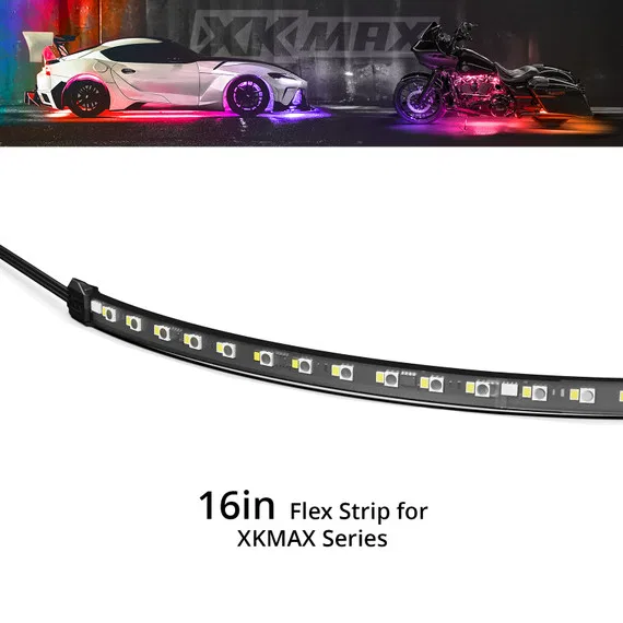 MX-S-16 – XK GLOW Interior Light, Flexible Slim LED Strip 16 Inch Length RGBW Light Plug-And-Play Single